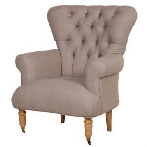 Cruella Beige Linen Buttoned Armchair